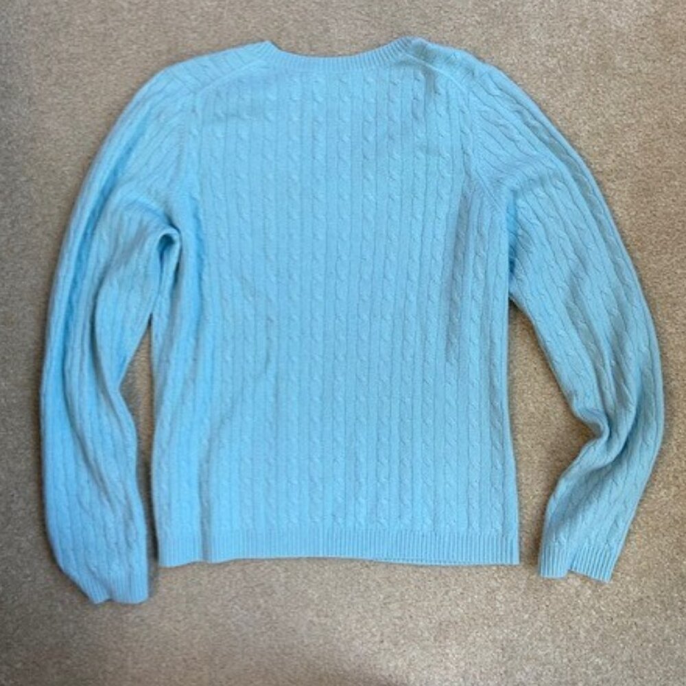 Blue cashmere cableknit sweater - Picture 3 of 3